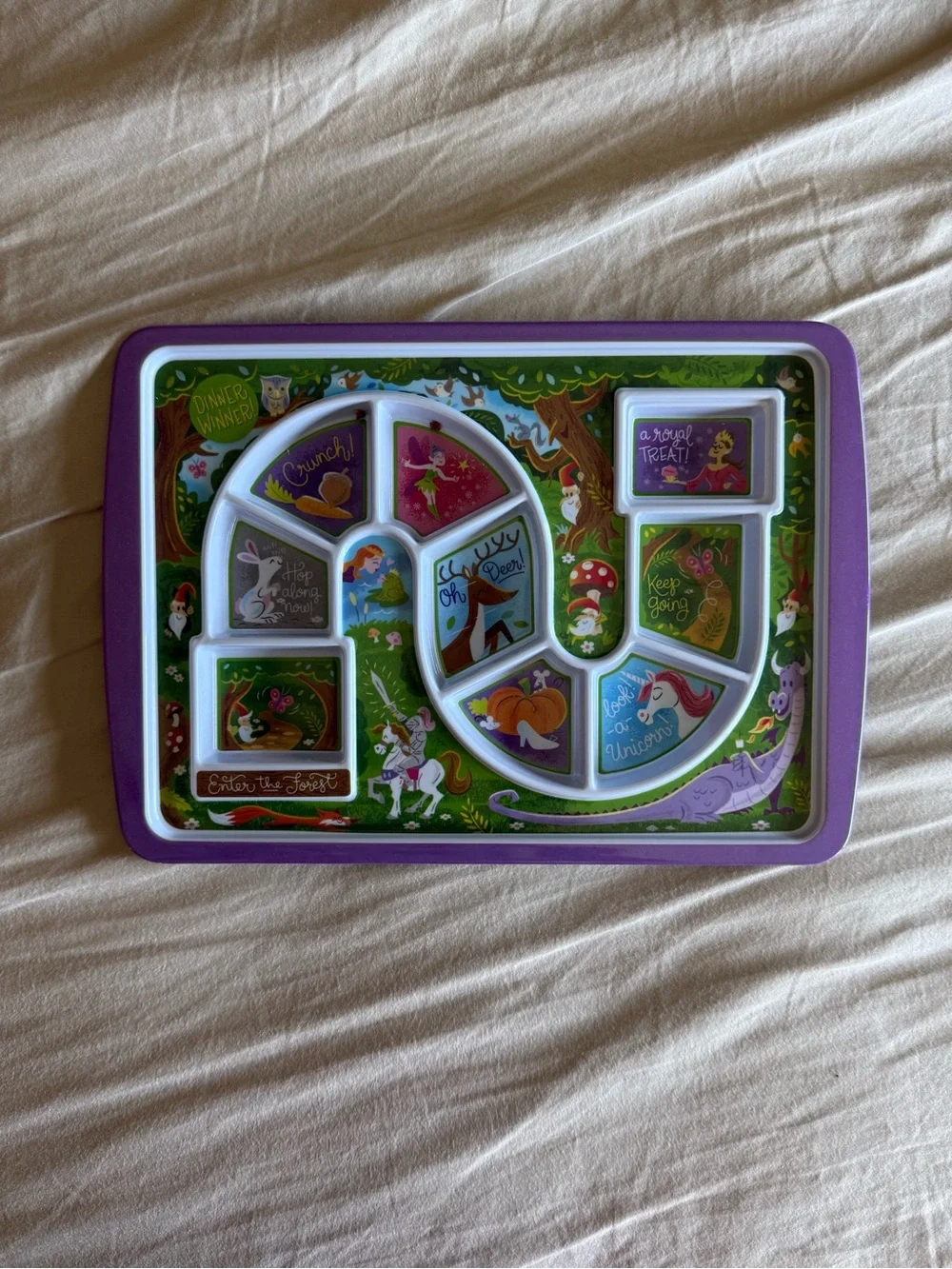 Kids Snack Tray with Purple Unicorn Design